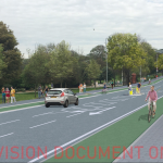 Illustration of a potential stepped cycle lane along Old Shoreham Road (A270) besides Hove Park