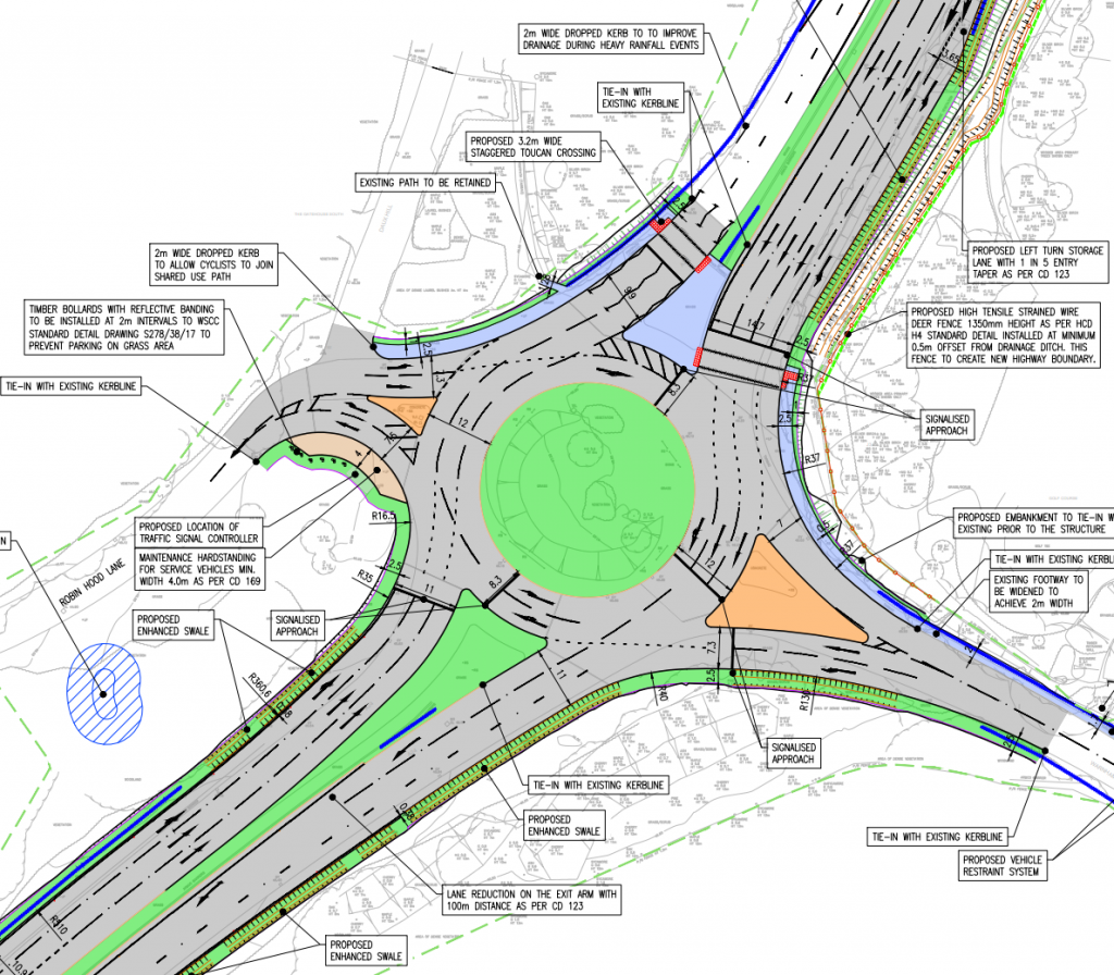 Robin Hood Roundabout main works completed – Sussex Transport Projects